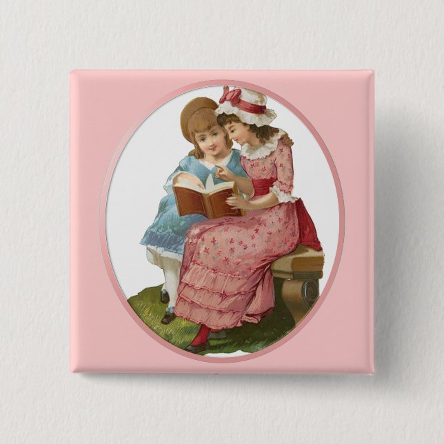 Girls Reading 15 Cm Square Badge (Front)