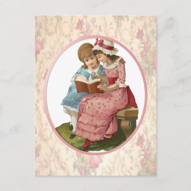 Girls Reading Postcard (Front)