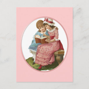 Girls Reading Postcard