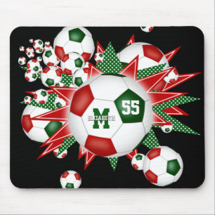 girls red green black soccer ball blowout mouse mat