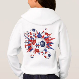 girls red white blue soccer ball blowout
