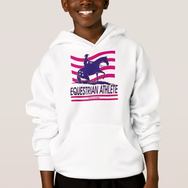 Girls Reining Horse Equestrian Athlete Hoodie (Front)