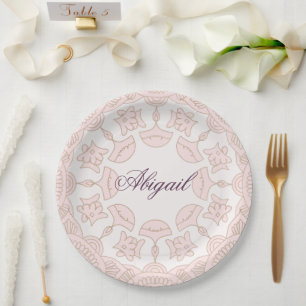 Girls Religious Celebration Pink Pattern Paper Plate