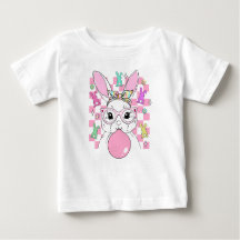 Girls Retro Chequered Pink Easter Bunny