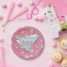 Girls Retro Pink Unicorn Birthday