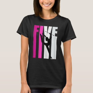 Girls Rhythmic Gymnastics 5th Birthday Baton Twirl T-Shirt