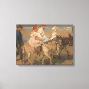 Girls Riding Donkeys on the Beach (Isaac Israels) Canvas Print