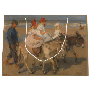 Girls Riding Donkeys on the Beach Large Gift Bag
