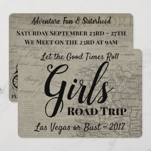Girls Road Trip Vintage Invitation