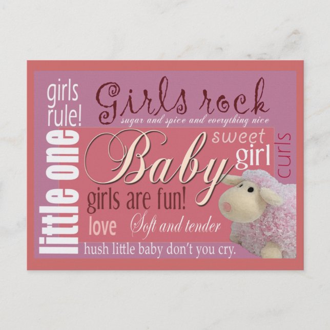 Girls rock baby shower postcard (Front)