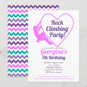 Girls Rock Climbing Birthday Party Invitation