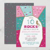 Girls Rock Climbing Birthday Party Invitation