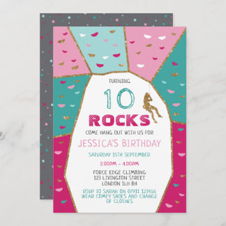 Girls Rock Climbing Birthday Party Invitation