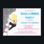 Girls Rock Climbing Birthday Party Invitation<br><div class="desc">Rock climbing birthday party invitation with rock wall and blonde hair climber on a choose your own background and text colour. You can easily customise this children's any number rock climbing birthday party invitation for your event by simply adding your details in the font style of your choice.</div>