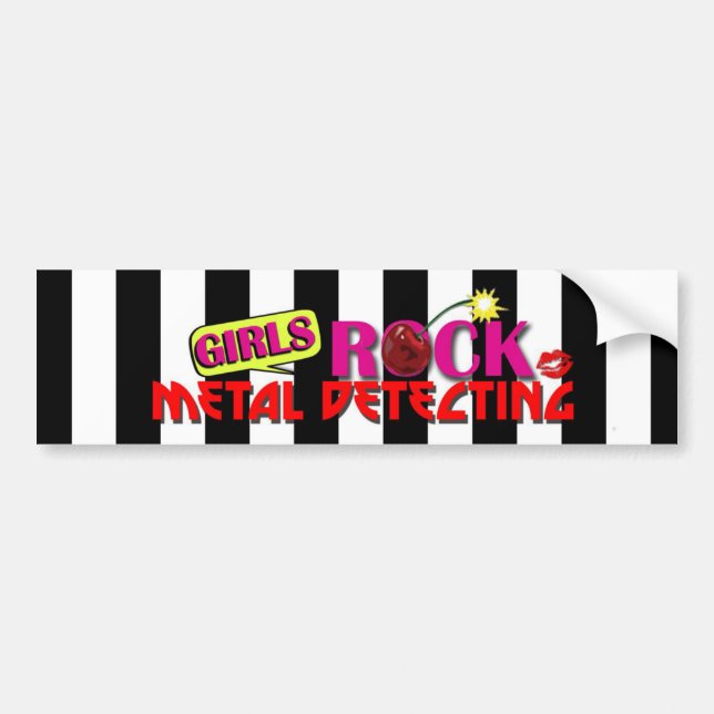 Girls Rock Metal Detecting Bumper Sticker (Front)