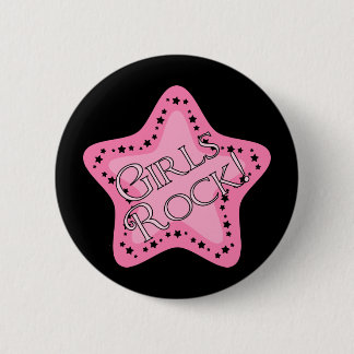Girls Rock Pink Star 6 Cm Round Badge