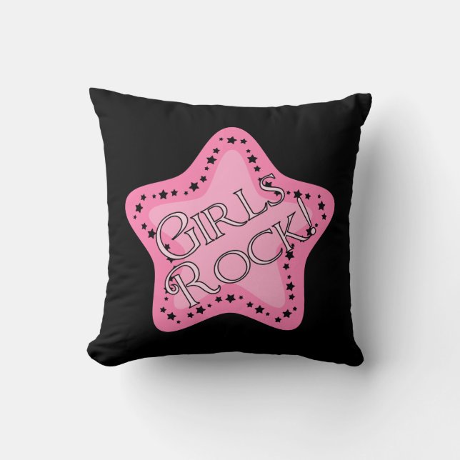 Girls Rock Pink Star Cushion (Front)