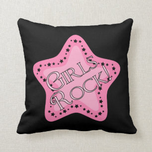 Girls Rock Pink Star Cushion
