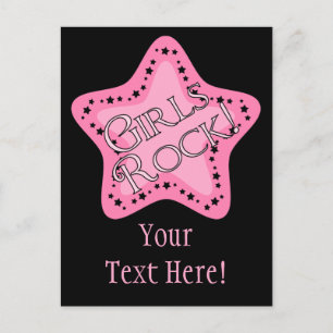 Girls Rock Pink Star Postcard