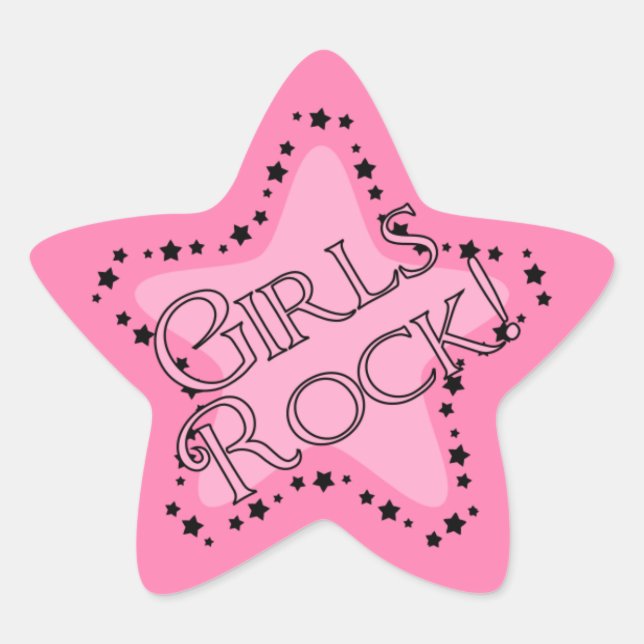 Girls Rock Pink Star Star Sticker (Front)