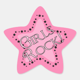 Girls Rock Pink Star Star Sticker