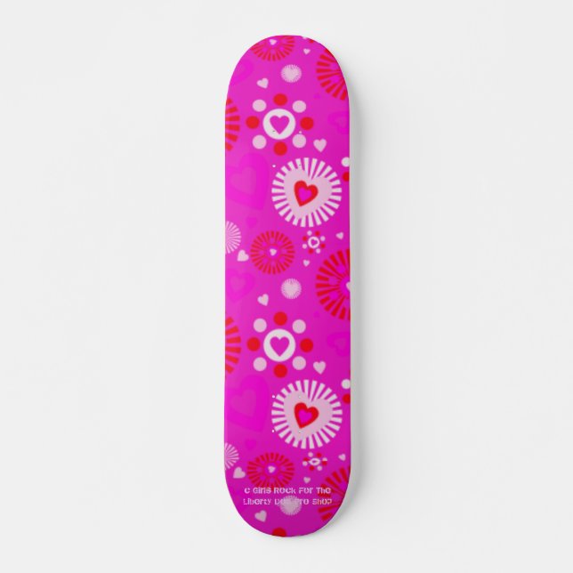 GIRLS ROCK PRO SKATEBOARD - HOT PINK FUSHIA - TOP (Front)