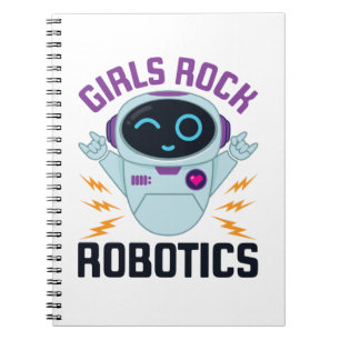 Girls Rock Robotics Cute Robot Team Women Notebook