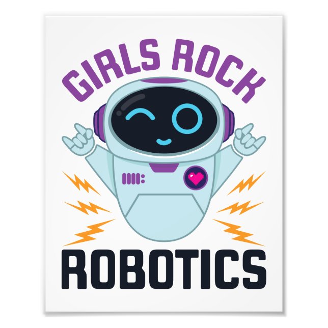 Girls Rock Robotics Cute Robot Team Women Photo Print (Front)