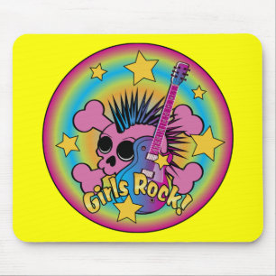 Girls Rock Skull & Crossbones Mouse Mat