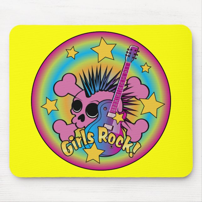 Girls Rock Skull & Crossbones Mouse Mat (Front)