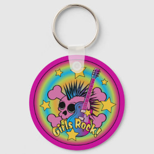 Girls Rock Skull Key Ring