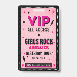 Girls Rock VIP Birthday Badge ID Badge
