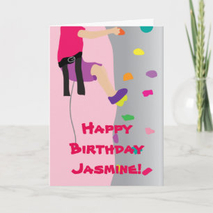 Girl's Rock Wall Climbing Birthday Party Card