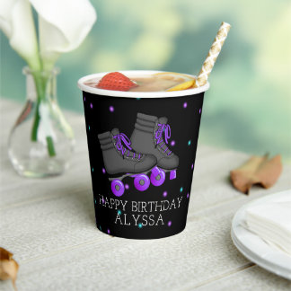 Girl's Roller Skate Birthday Party Paper Cups