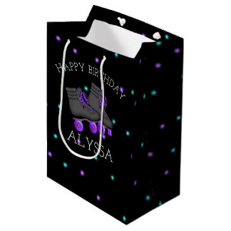 Girl's Roller Skate Birthday Party Personalised Medium Gift Bag