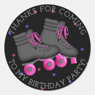 Girl's Roller Skate Birthday Thank You Classic Round Sticker