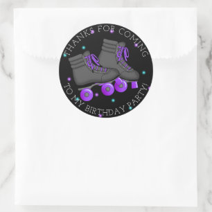 Girl's Roller Skate Birthday Thank You Classic Round Sticker