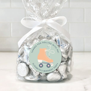 Girls Roller Skating Birthday Party Thank You Classic Round Sticker