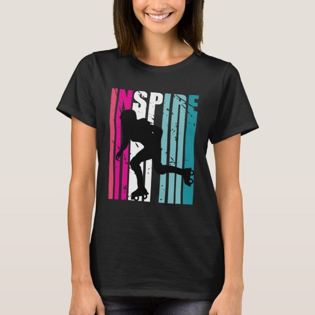 Girls Roller Skating Inspire Coach Retro Colourful T-Shirt (Front)