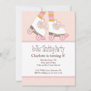 Girls Roller Skating Themed Party Invitations