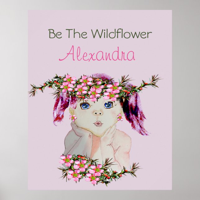 Girls Room Custom Floral Pink Purple Wildflower Poster (Front)