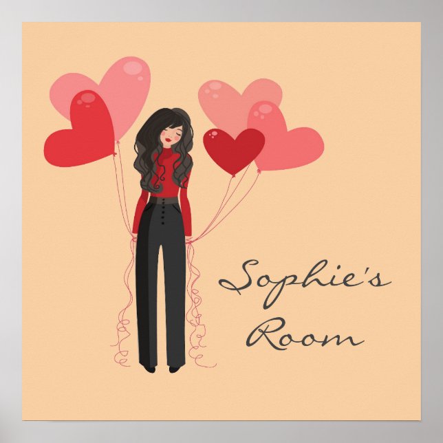 Girl's room cute personalised name poster (Front)