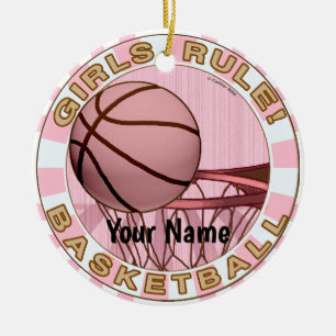 Girls Rule Basketball  Ceramic Tree Decoration