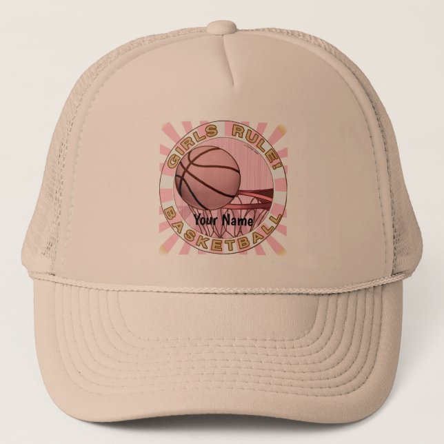 Girls Rule Basketball  Trucker Hat (Front)