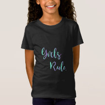 Girls Rule - Green Purple Text, Black Cool