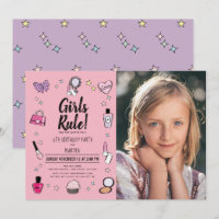 Girls Rule Makeup Spa Slumber Pink Photo Birthday