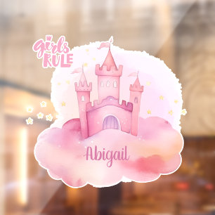 Girls Rule Palace on the Pink Cloud watercolor Window Cling