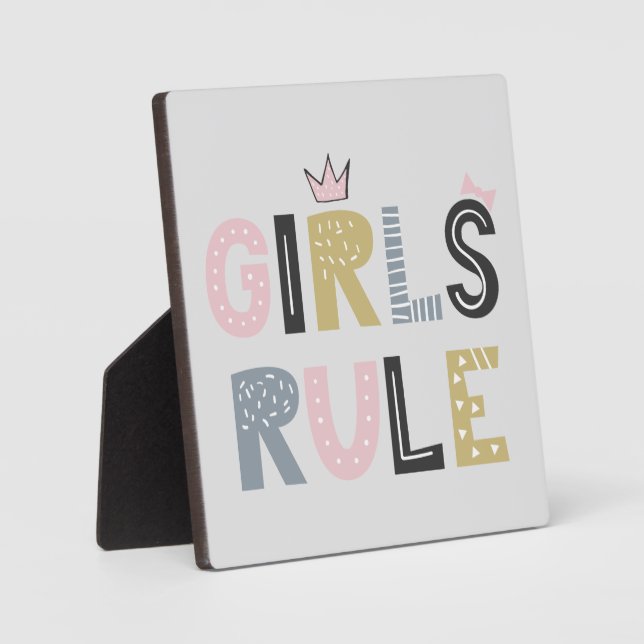 Girls Rule Scandinavian Word Art Tabletop Plaque (Front)