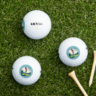Girls Rule the Course Retro Golf Illustration Balls