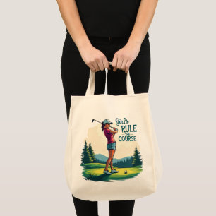 Girls Rule the Course Retro Golf Illustration Tote Bag